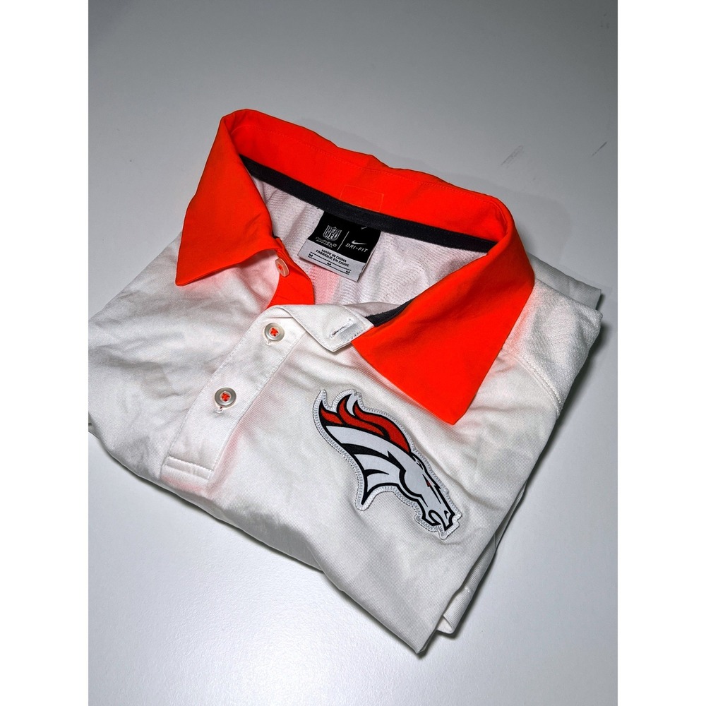 Nike NFL Denver Broncos Super Bowl 50 Onfield Dri-FIT Polo Shirt White Mens M